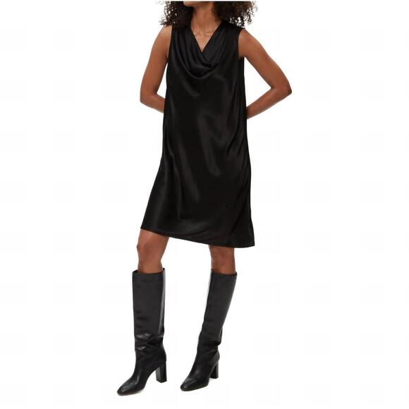 NEW MICHAEL STARS tessa cowl neck mini dress in black